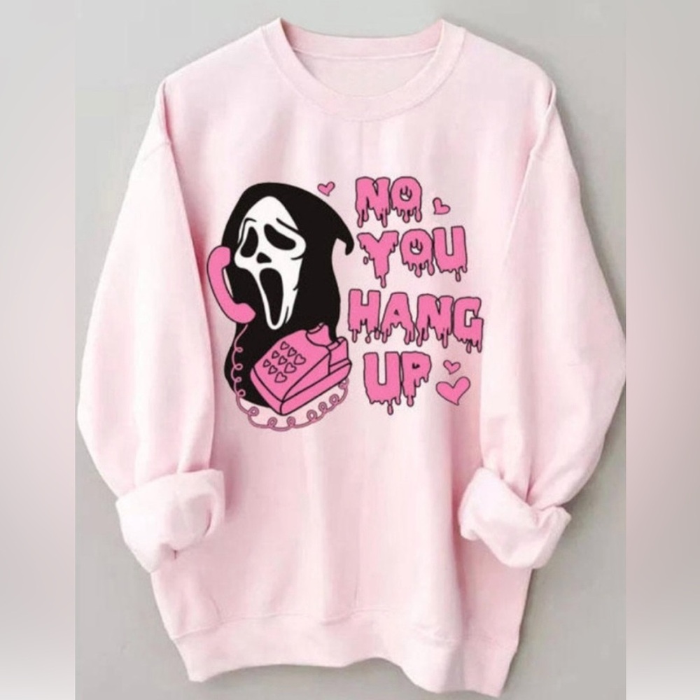 Ghost Face Pink Graphic Sweatshirt